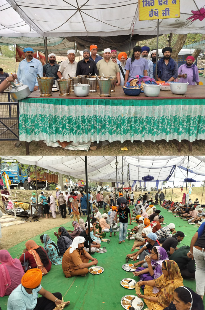 The langar installed by the Sangat of four villages at the gate of village Basyala ended with devotion.